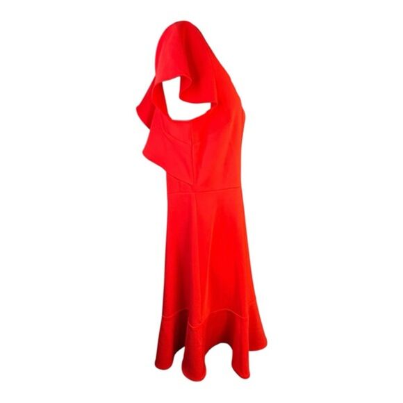 Gibson Latimer Red Short Sleeve Ruffle Back Midi Dress – Size 10 - Picture 4 of 7